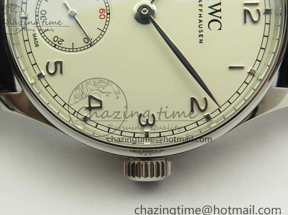 MIROTIME 1218 Efficient Portuguese Tourbillon IW5463 SS ZF Best Edition White Dial on Black Leather Strap 7170